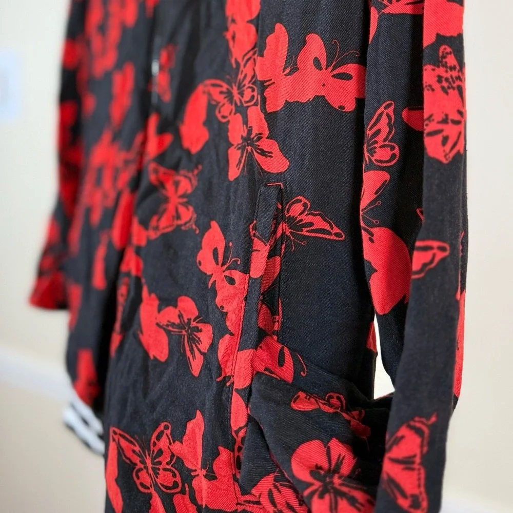 Cactus Man Retro Unisex Butterfly Zip Bomber Jacket Red Black Streetwear Small - Picture 8 of 10